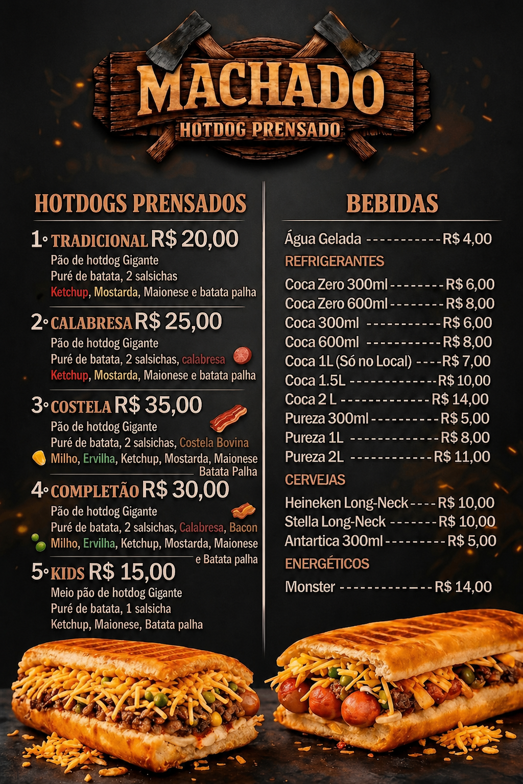 Cardápio Machado Hotdogs Prensados
